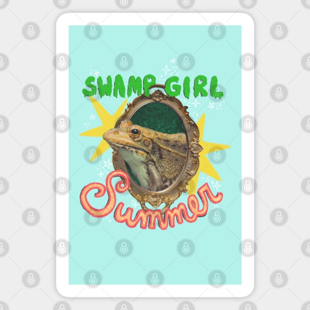 Swamp Girl Summer - Frog Magnet by snakelung